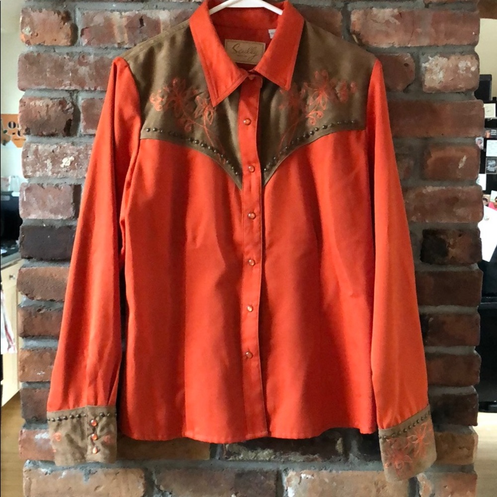Western Style Shirt - orange & brown